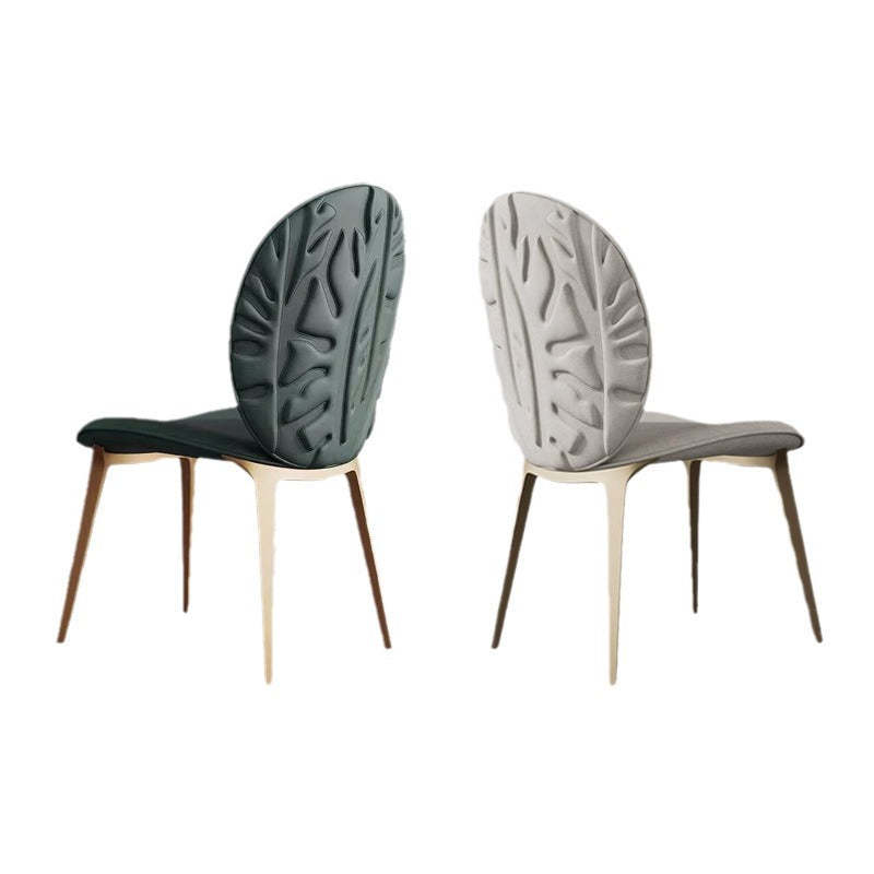 Modern Oval Microfiber Leather Steel Dining Chair