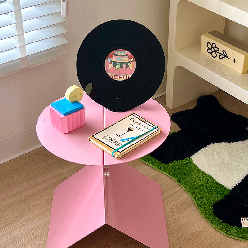 Contemporary Round Metal End Table