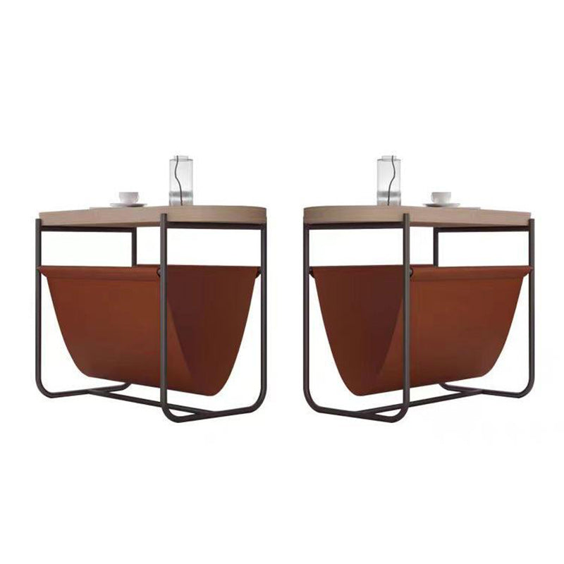 Oval Iron Leather Side Table