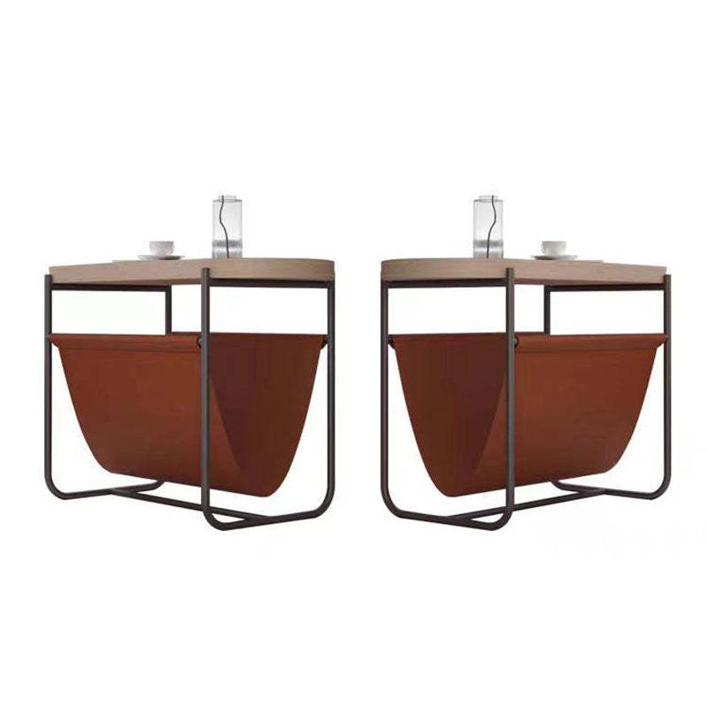 Oval Iron Leather Side Table