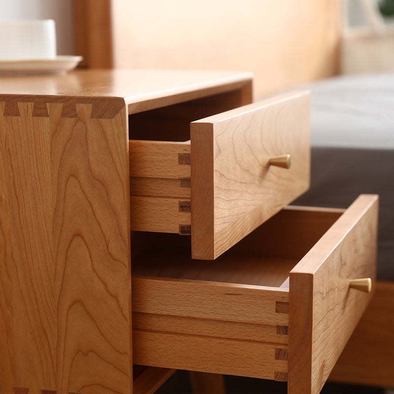 Nordic Solid Wood 2-Drawer Nightstand