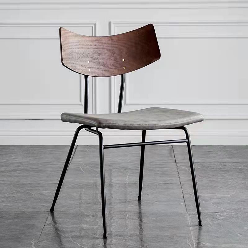 Industrial Curved PU Leather Dining Chair