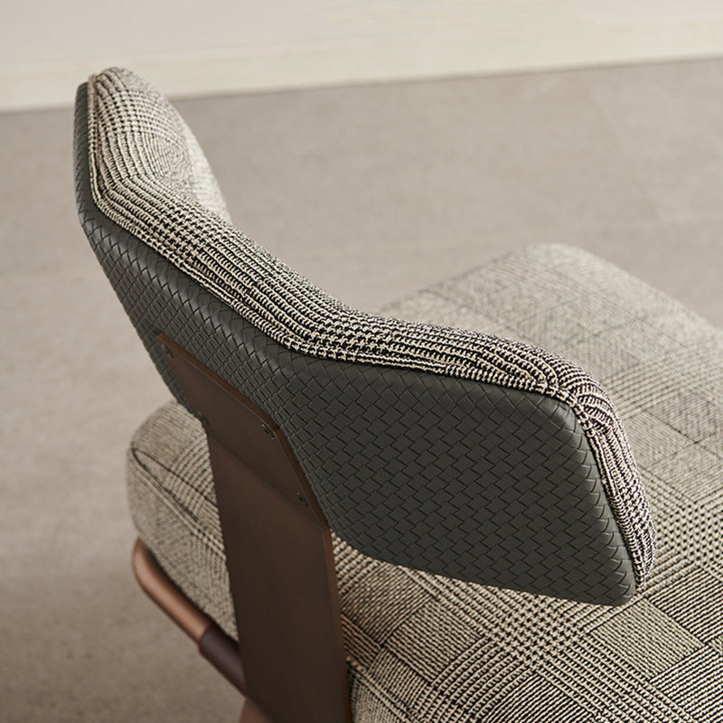 Minimalist Saddle Leather Lattice Base Square Accent Chair
