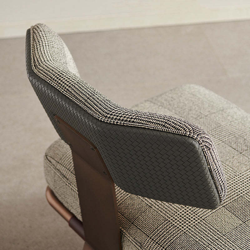 Minimalist Saddle Leather Lattice Base Square Accent Chair