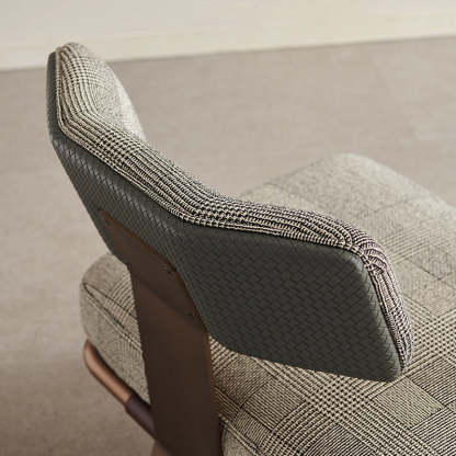 Minimalist Saddle Leather Lattice Base Square Accent Chair