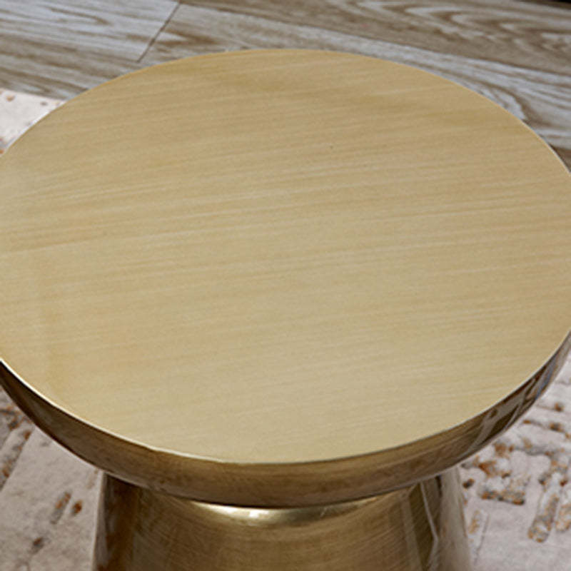 Scandinavian Round Disc Column End Table — Small & Bronze Color