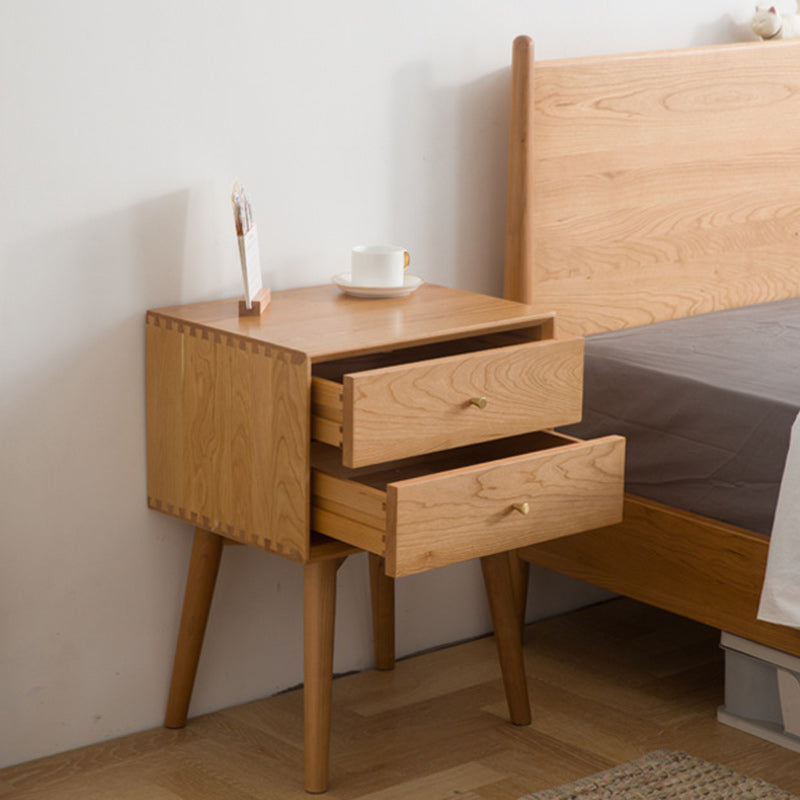 Nordic Solid Wood 2-Drawer Nightstand