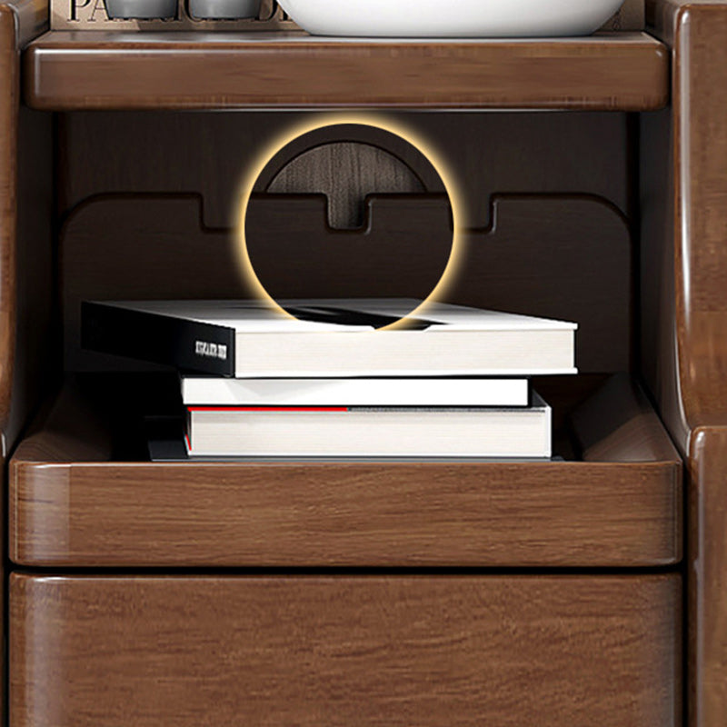 Minimalist Narrow Wood 2-Drawer Nightstand — Without USB / Light Gray