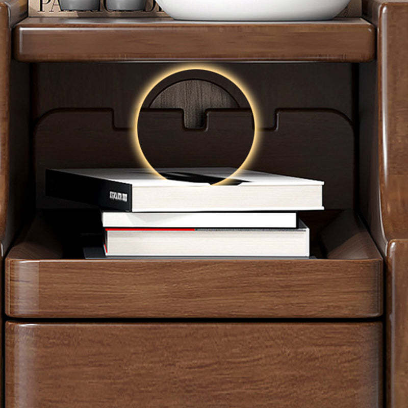 Minimalist Narrow Wood 2-Drawer Nightstand — Without USB / Light Gray