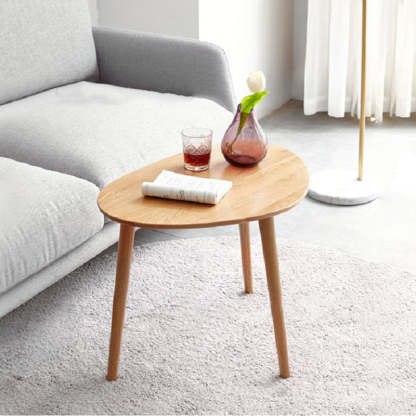 Japanese Oval Wood Side Table