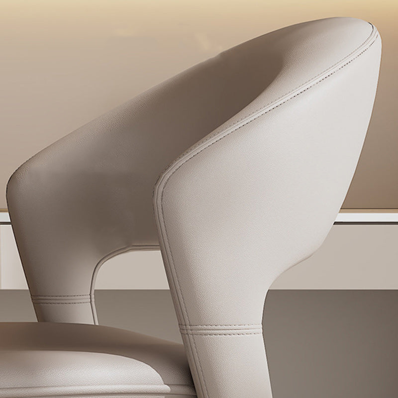 Modern Curved Leather Metal Dining Chair — Black / Gray
