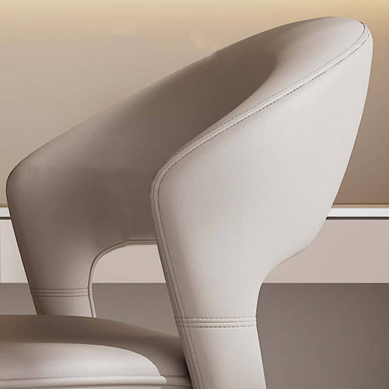 Modern Curved Leather Metal Dining Chair — Black / Gray