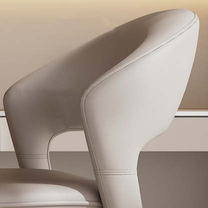 Modern Curved Leather Metal Dining Chair — Black / Gray