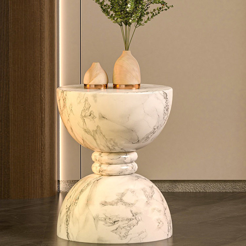 Lighom minimalist magnesium end wood end & side tables in marble linen wood