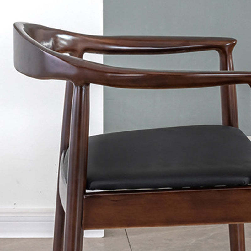 Vintage Leather Wood Upholstered Armchair