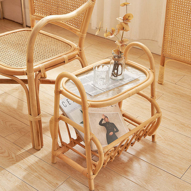 Traditional woven oak side tables