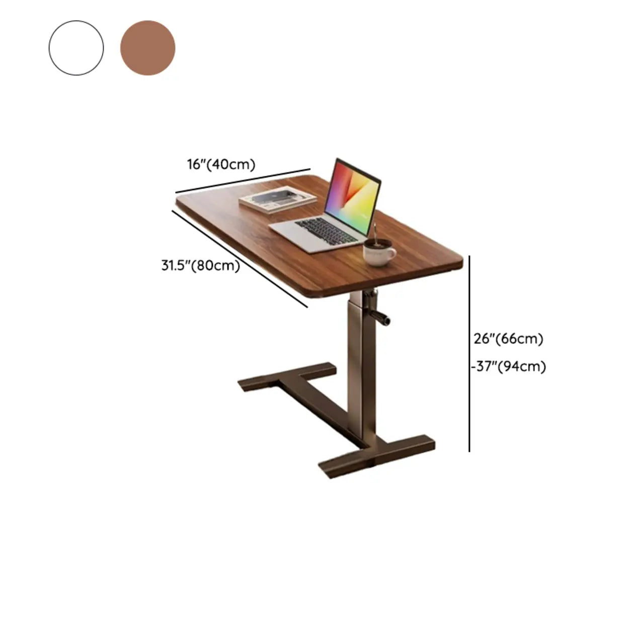 Brown Narrow Adjustable Wood Single Desk