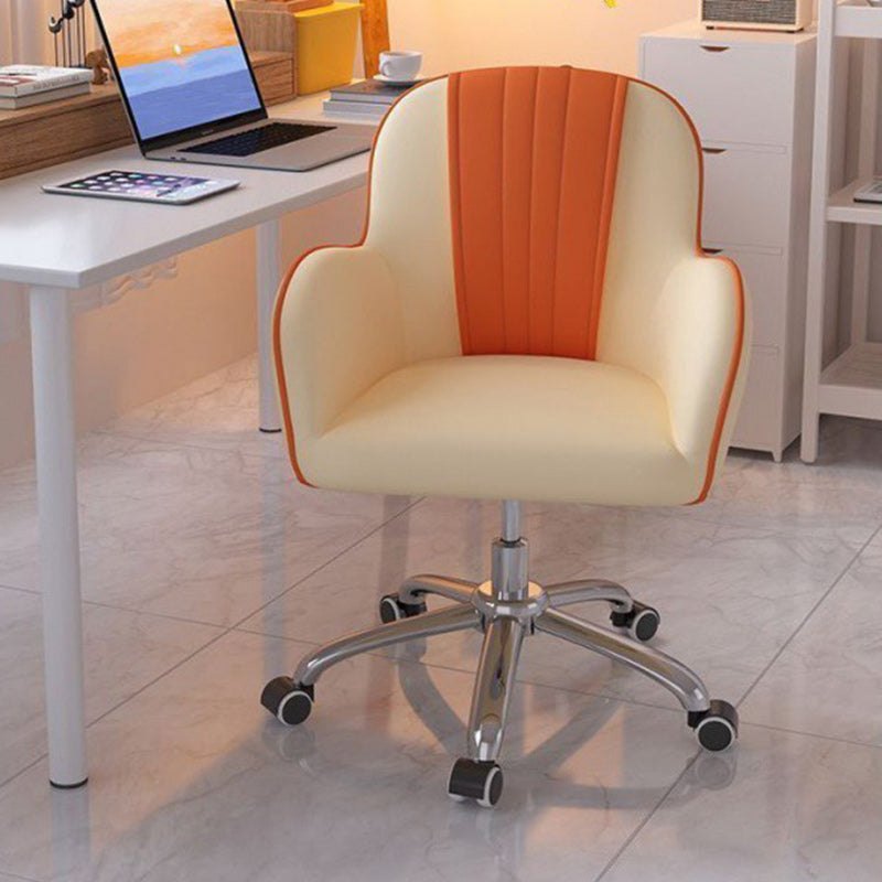Scandinavian Curved PU Leather Steel Desk Chair