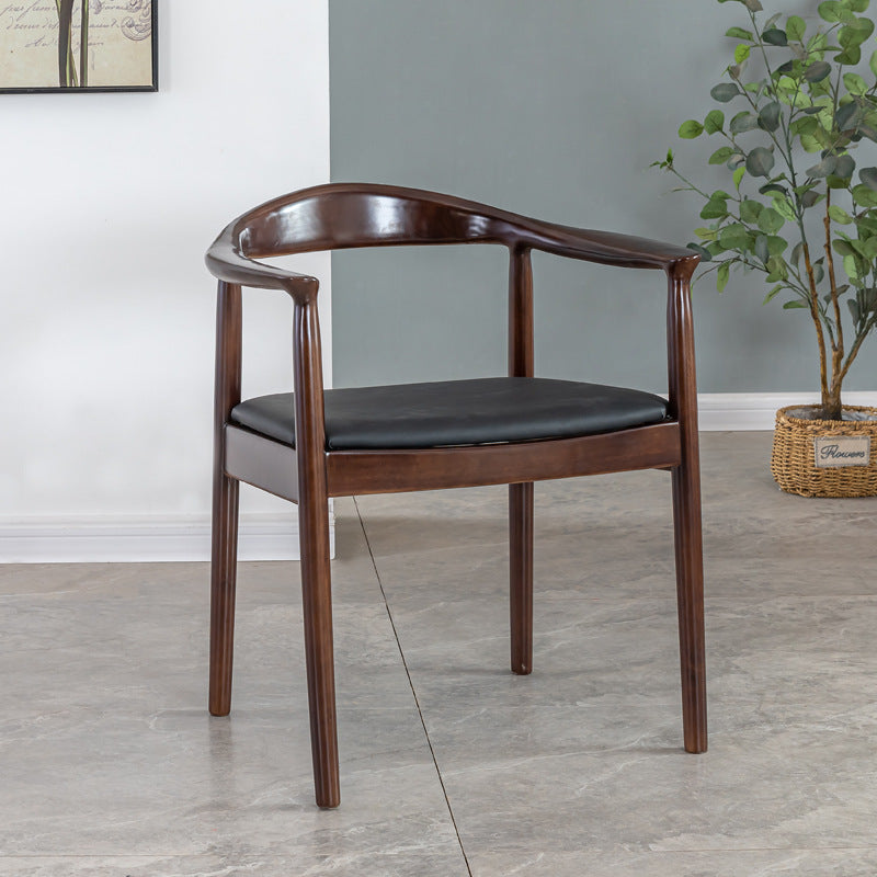 Vintage Leather Wood Upholstered Armchair