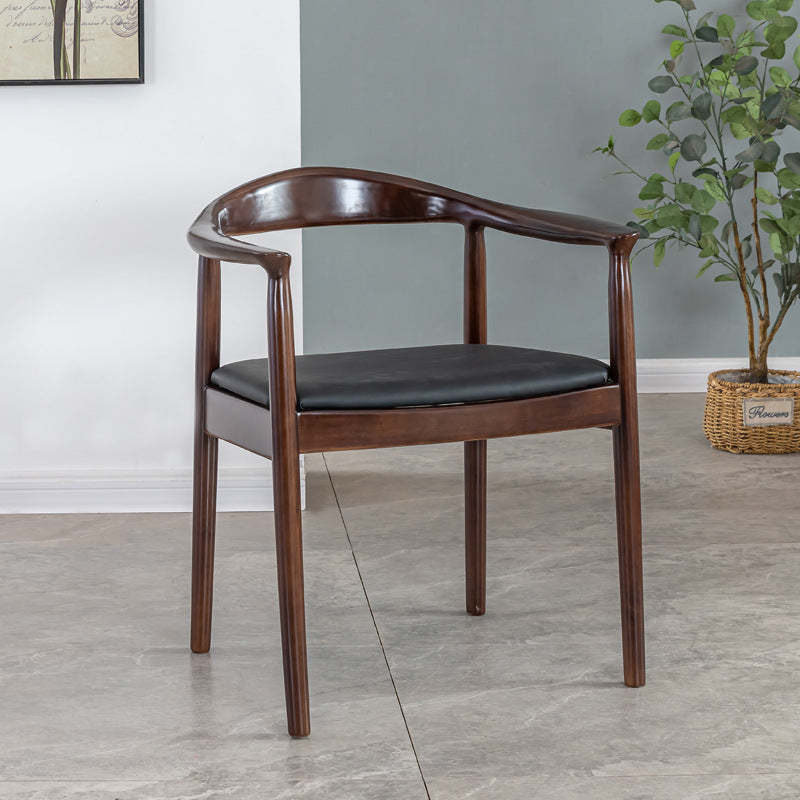Vintage Leather Wood Upholstered Armchair