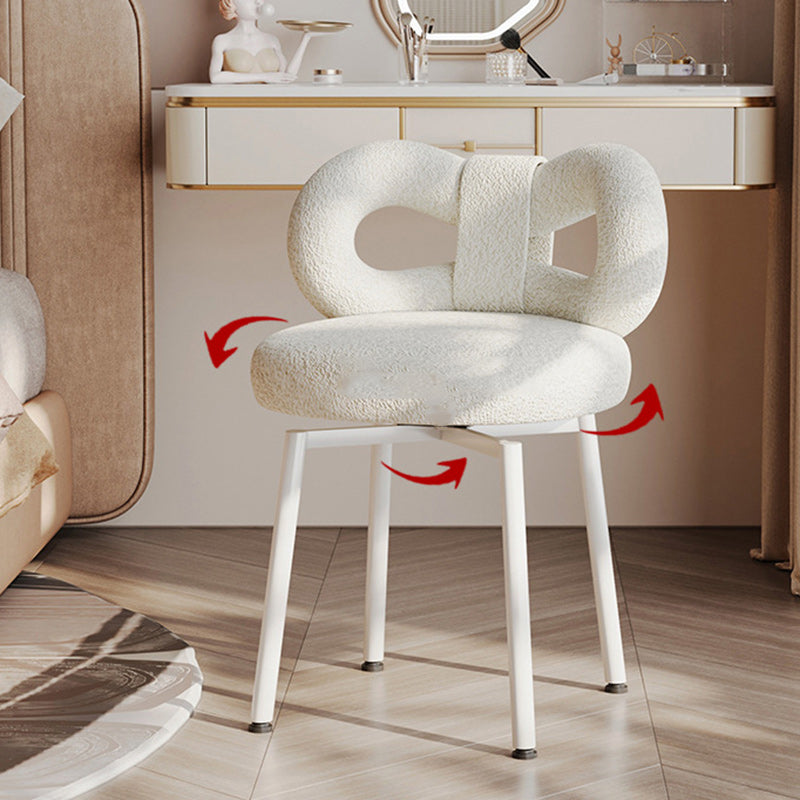 Contemporary Bow Lambswool Iron Vanity Stool