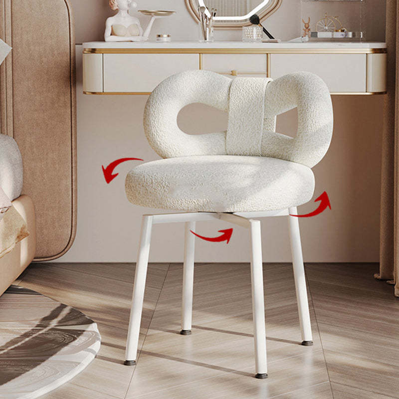 Contemporary Bow Lambswool Iron Vanity Stool