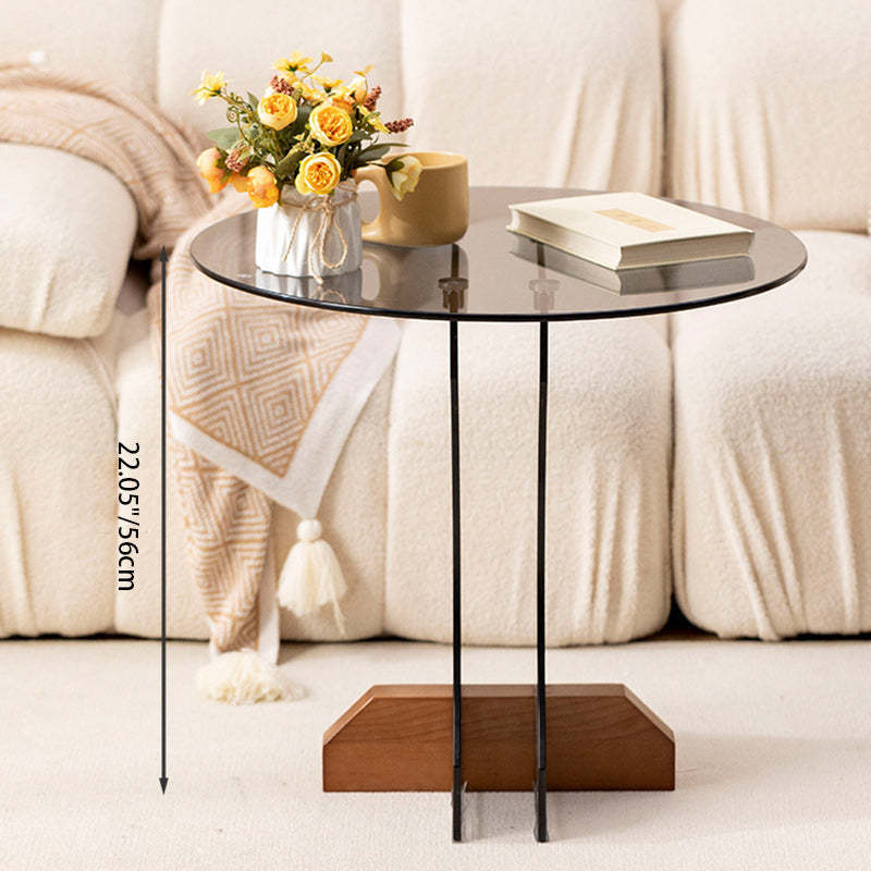 Minimalist Glass Solid Wood Coffee Table