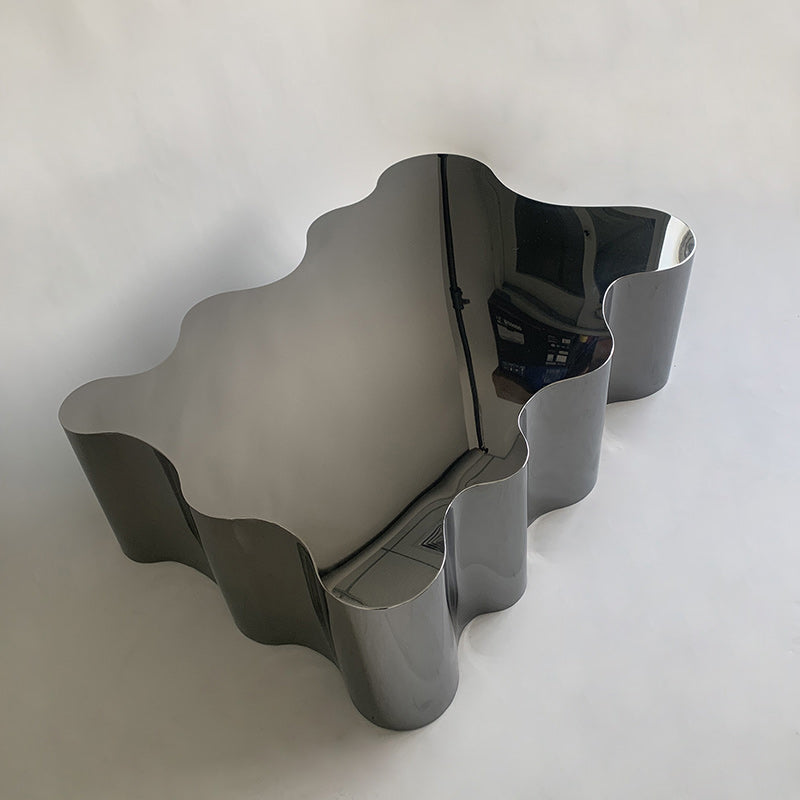 Modern Art Deco Cloud Oval Steel Metal End Table