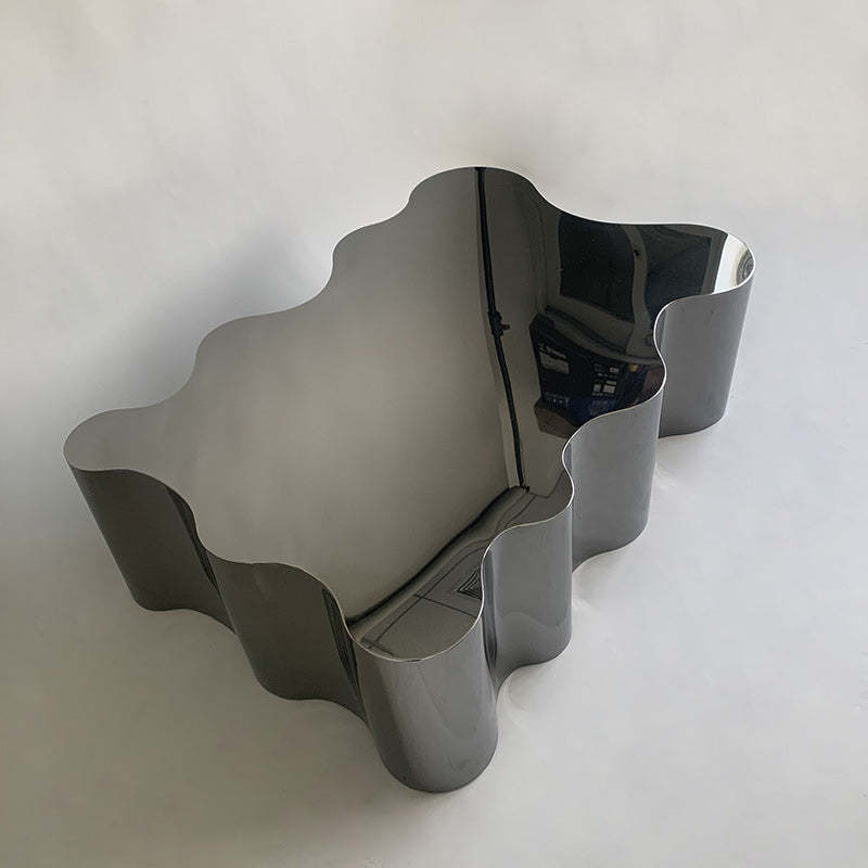 Modern Art Deco Cloud Oval Steel Metal End Table
