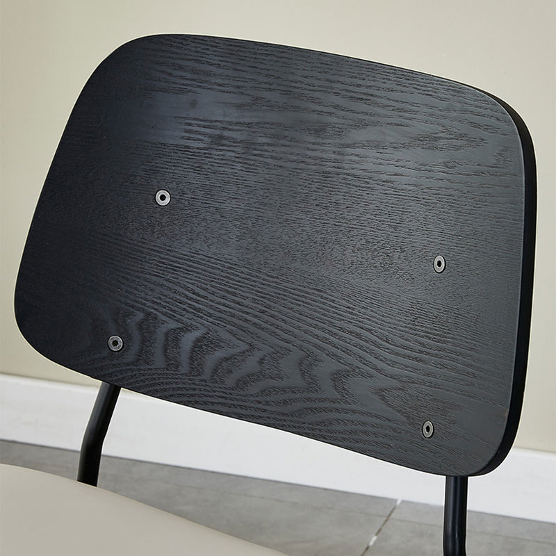 Scandinavian Leather Metal Dining Chair — Electroplate Legs / Black / Dark Brown