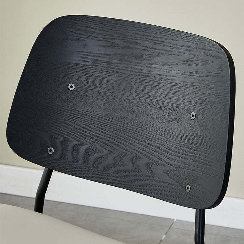 Scandinavian Leather Metal Dining Chair — Electroplate Legs / Black / Dark Brown