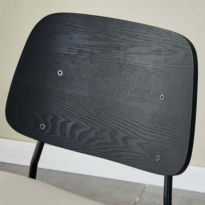 Scandinavian Leather Metal Dining Chair — Electroplate Legs / Black / Dark Brown