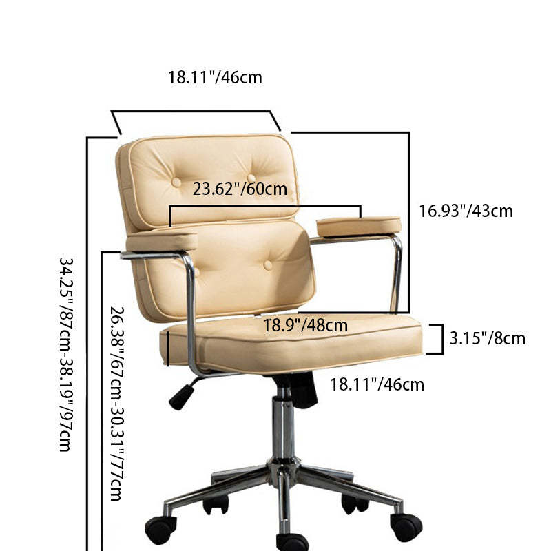 Nordic Leather Metal Desk Chair — Double Backrest & Light Green
