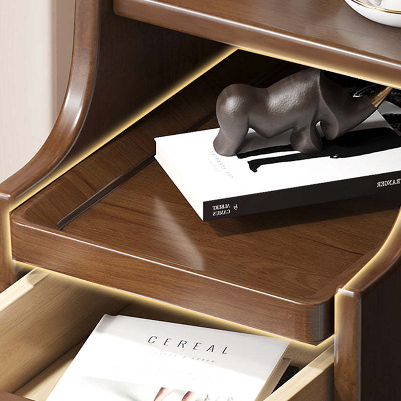Minimalist Narrow Wood 2-Drawer Nightstand — Without USB / Beech Wood Color