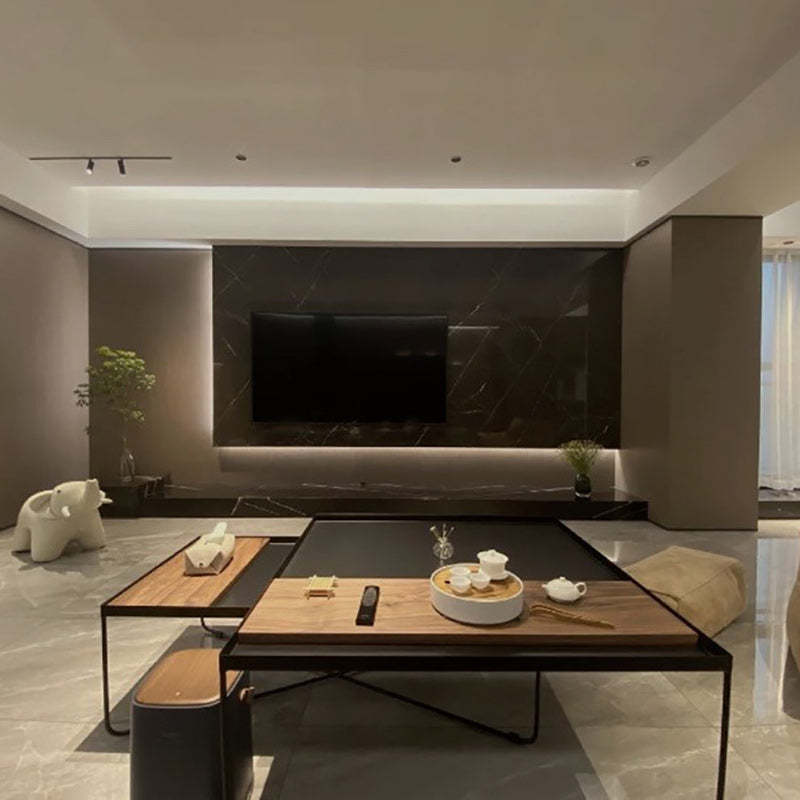 Industrial Rectangular Iron Wood Coffee Table