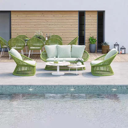 Boho Waterproof Rattan Rope Round Outdoor Side Table