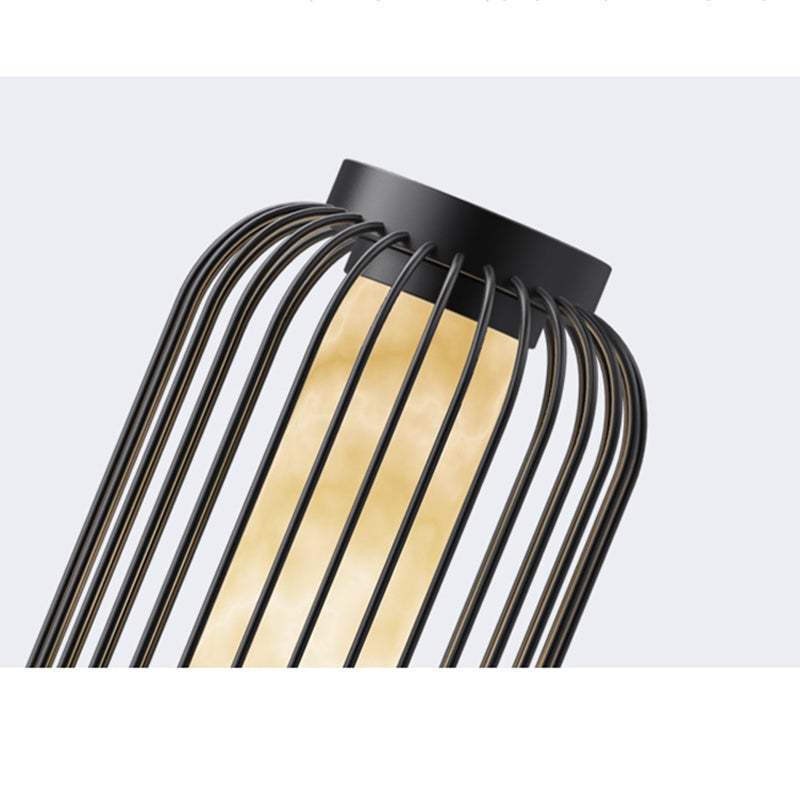 Floor Standing Stainless Steel Brown Modern Caged Outdoor Lanterns-Lighom