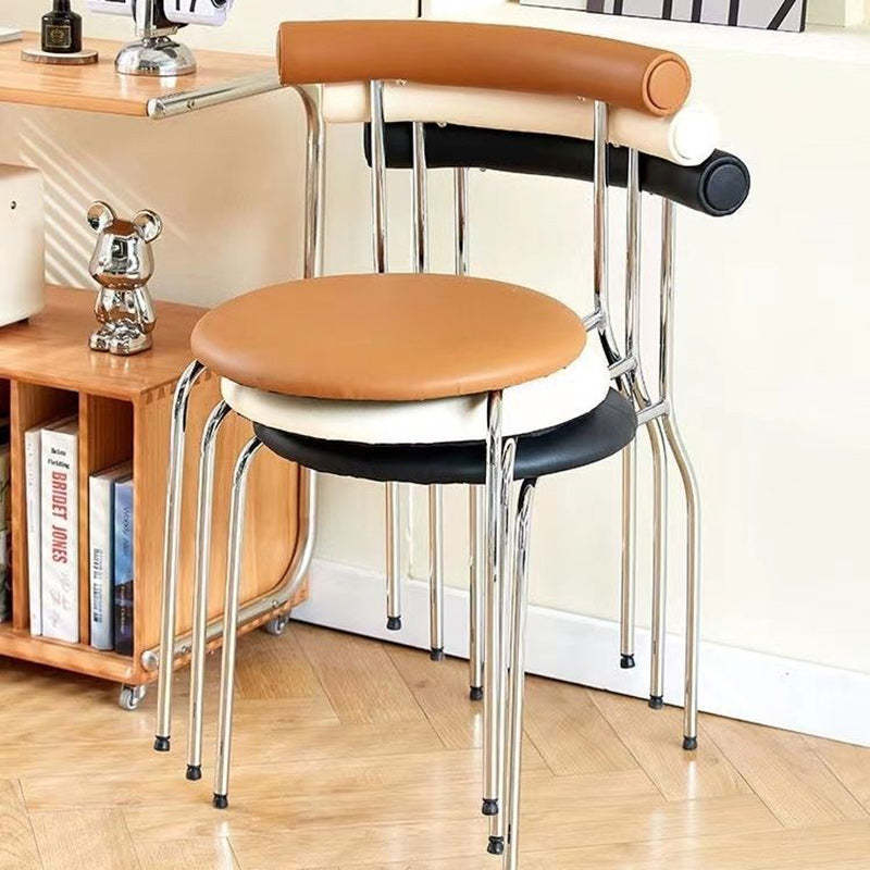 Scandinavian Leather Round Arc Dining Chair — Black / Green