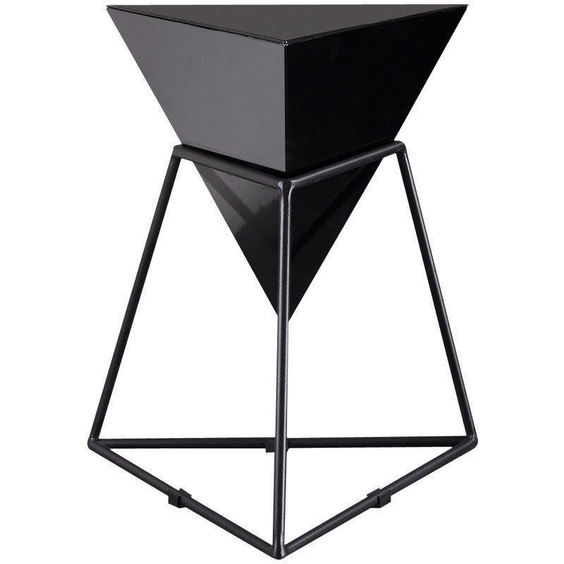 Modern Iron Rock Panel Triangle Side Table 1-Tier