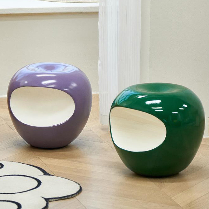 Modern Art Deco Apple Round Resin Chair — White