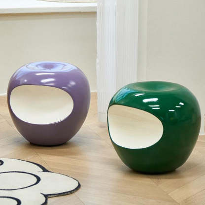 Modern Art Deco Apple Round Resin Chair — White
