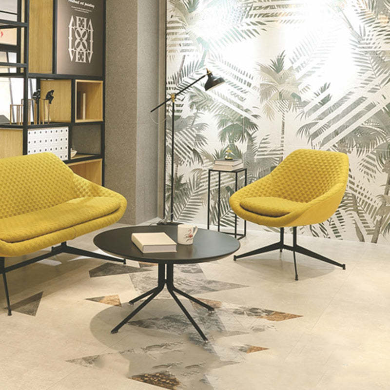 Gray fabric iron arc lounge accent chairs - minimalist