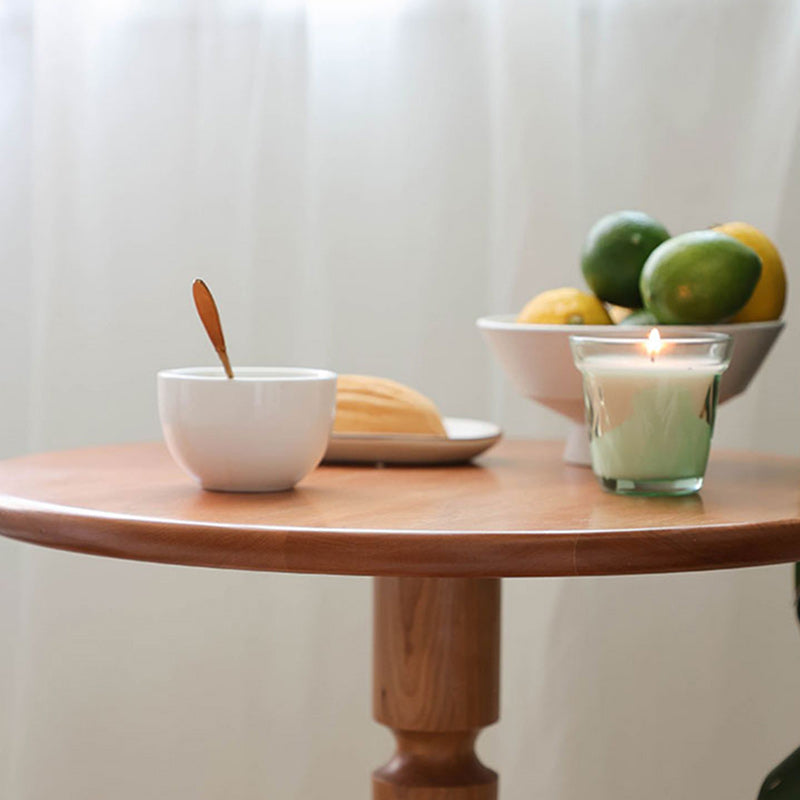 Nordic Round Cherry Wood End Table