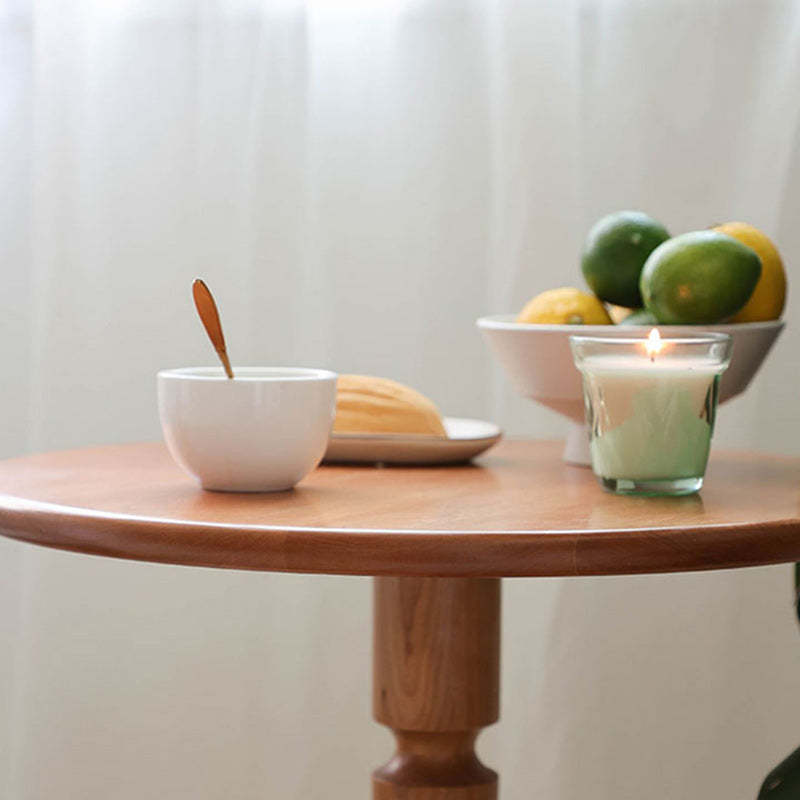 Nordic Round Cherry Wood End Table