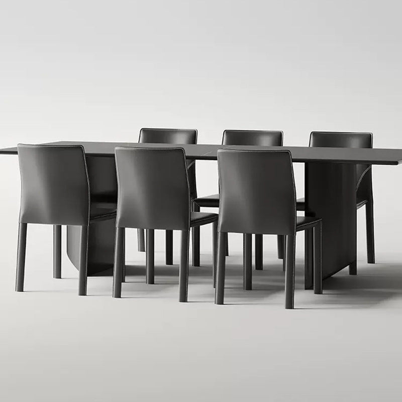 Modern Saddle Leather Carbon Steel Backless Dining Chair