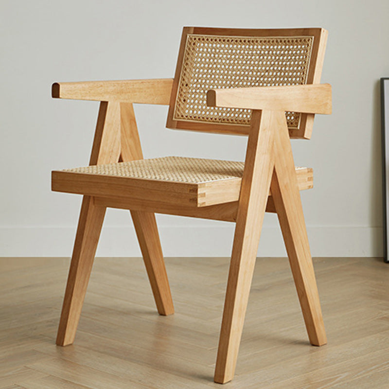 Japanese Rattan Wood V-Frame Dining Chair