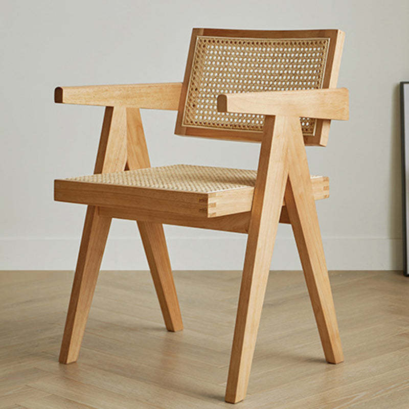 Japanese Rattan Wood V-Frame Dining Chair