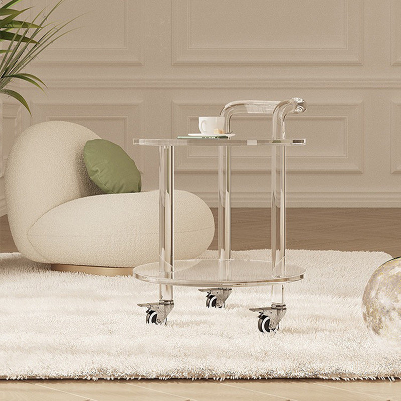 Contemporary Round Acrylic 2-Tier End Table