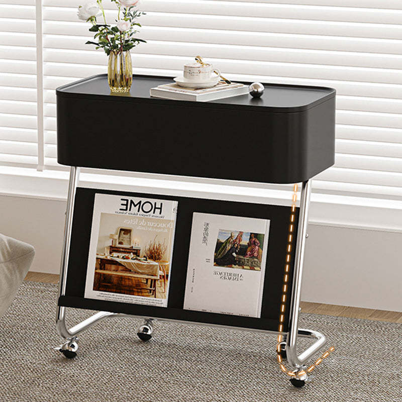 Contemporary Steel 1-Drawer Side Table