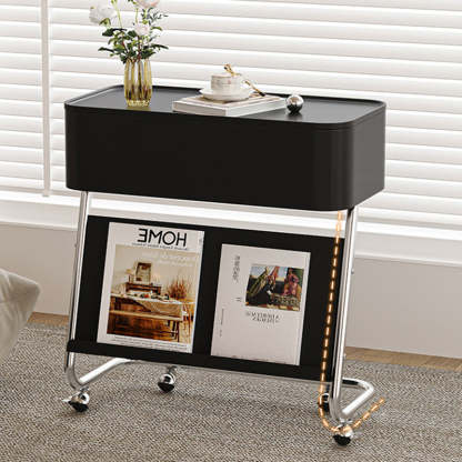 Contemporary Steel 1-Drawer Side Table